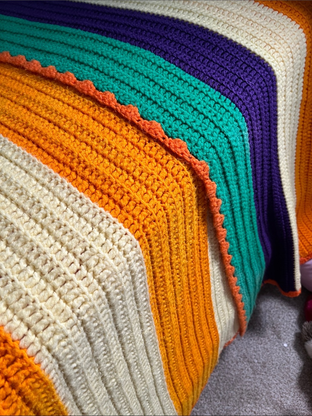 Long 100x60 Handmade Crochet Blanket for twin or XL twin bed - Picture 5 of 6